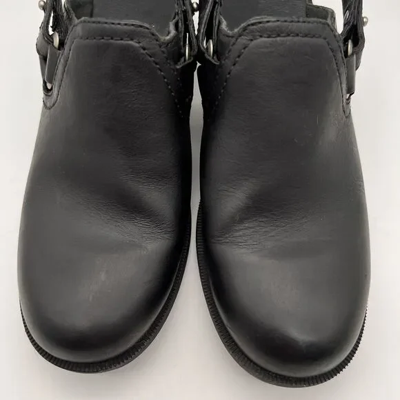 TEVA Foxy Black Leather Adjustable Slingback Mid Block Heel Clogs Women’s 7.5 - Picture 7 of 12